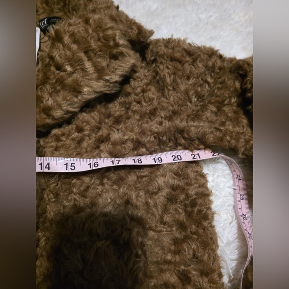 ZARA  try Collection faux fur brown women's coat Sz. Medium $60 NWT - Picture 4 of 10